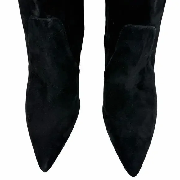 Stuart Weitzman Renegade Suede Block Heel Ankle Boots Black Size 11